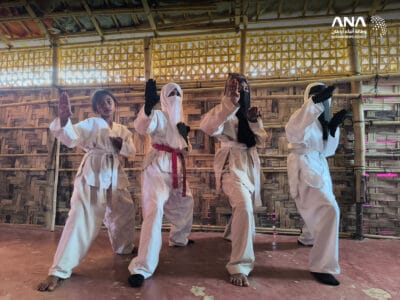 Rohingya femaleTaekwondo trainees in Bangladesh camps, 18-4-2025 (Image: ANA)
