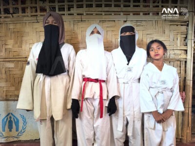 Rohingya femaleTaekwondo speak to Arakan News Agency inside their club, 18-4-2025 (Image: ANA)