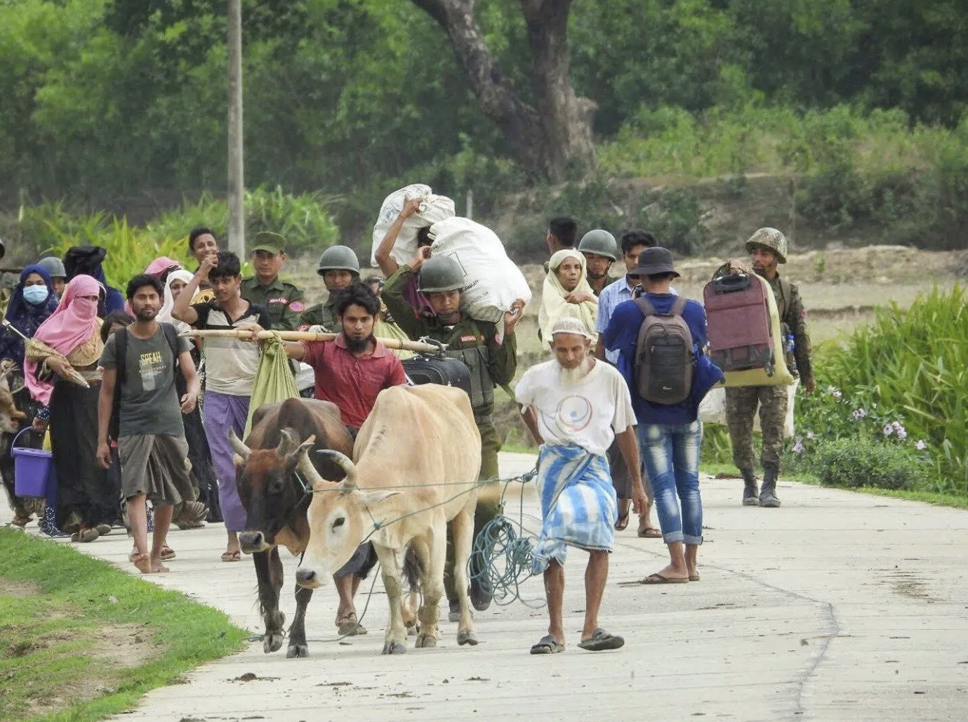 Rohingya fleeing Buthidaung due to armed clashes in the city (Image: Social Media)