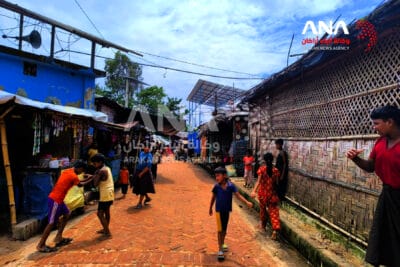 Rohingya children play in front of closed education center in camps (Image: ANA)