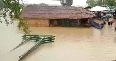 Floods destroy a main market at Buthidaung in Arakan state, western Myanmar (Image: APM)