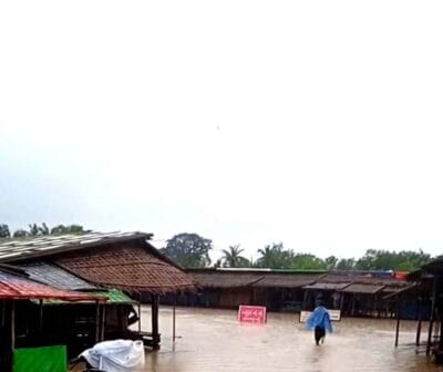Floods destroy a main market at Buthidaung in Arakan state, western Myanmar (Image: APM)