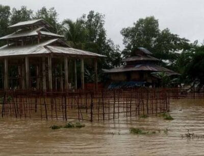 Floods destroy a main market at Buthidaung in Arakan state, western Myanmar (Image: APM)