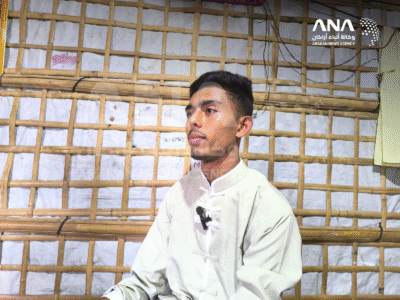 Rohingya artist Mohammad Ryhan talking to the Arakan News Agency (Image: ANA)