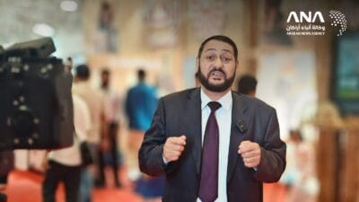 Dr. Mohammed Khalaf, Vice President of the World Forum for Thought and Culture and a member of the International Union of Muslim Scholars, speaks about the Rohingya issue (Photo: ANA)
